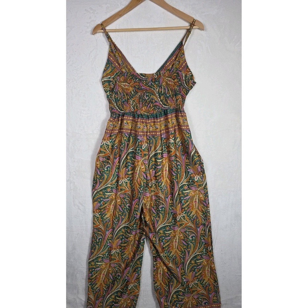 Boho Paisley Wide Leg Jumpsuit Made In India One Size M/L Festival Resort - Picture 3 of 11